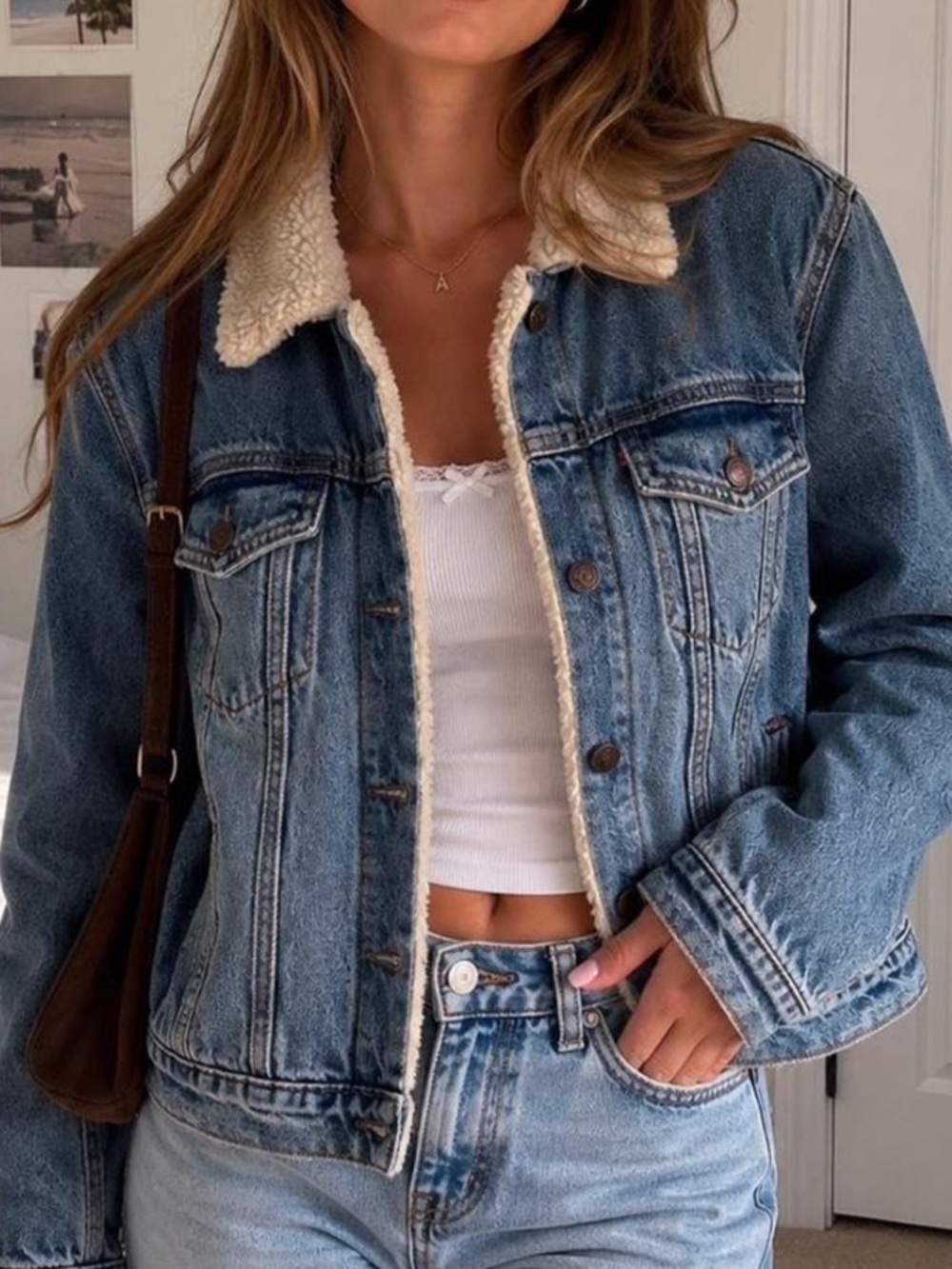 Levi's Cream Sherpa-Lined Blue Denim Jacket
